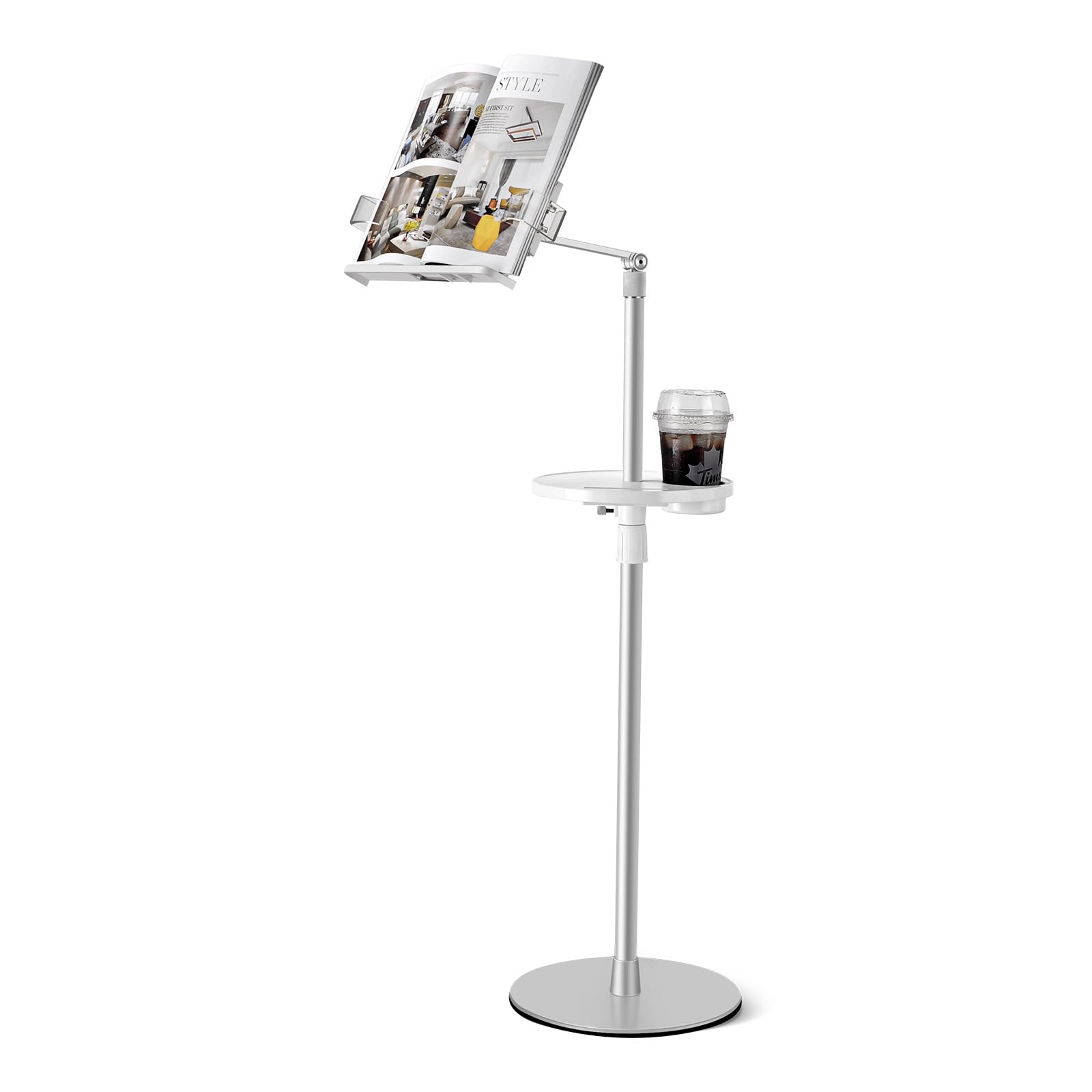 Buhelyc Soporte De Lectura con Clips De PáGina, Base Antideslizante, Soporte De Libros Manos Libres, Altura Ajustable 180 ° Soporte Giratorio, Soporte De Libro De Cocina, para Libros, Partituras