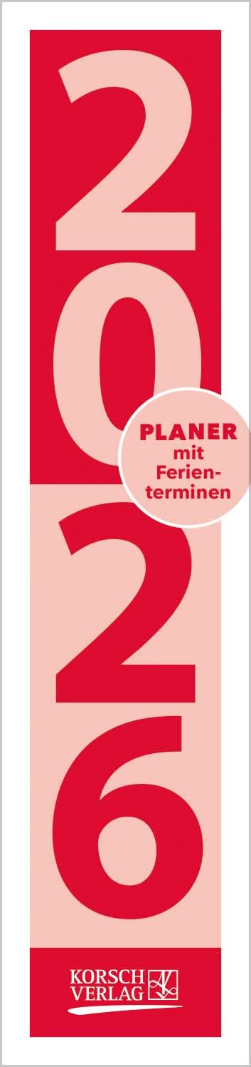 Streifenplaner Compact Rot 2026: Wandplaner und Bürokalender als praktische Monatsübersicht | Streifenkalender schmal 11,8 x 50 cm