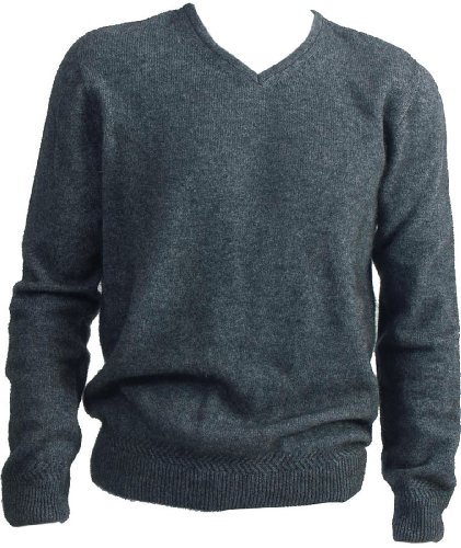 McDonald Textiles New Zealand Wool/Brushtail Possum Blend Rack Stitch V-Neck Jersey Men's 3XL Pewter