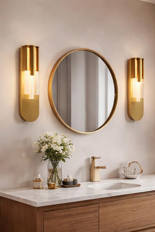 Image of blissbells Modern Luxury Gold Finish LED Wall Light | Decorative Indoor Wall Sconce for Bedroom, Living Room & Hotel Interiors (3 Cylindrical Sconce)