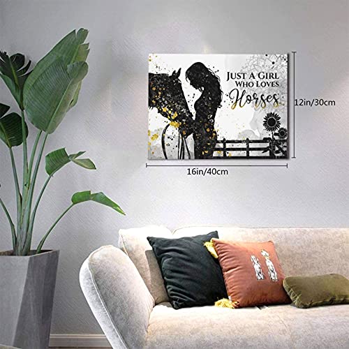 Ayrohe Inspirational Wall Art Rustic Horse And Girl Art Prints For Living Room Country Style Wall Decor New Beginning Quotes Poster Wood Framed Painting Farmhouse Home Decor Picture12X16Inch #TOP3