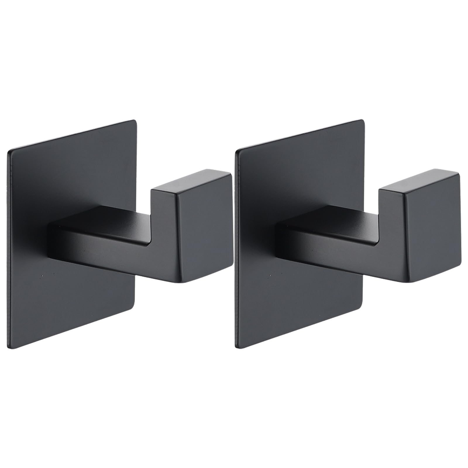 Durdiiy 2Pcs Bathroom Towel Hooks SUS 304 Stainless Steel Heavy Duty Square Robe Coat Suction Hook Self Adhesive Wall Mounted Door Hanger for Bathroom Kitchen Garage Home Hotel Office (Black)