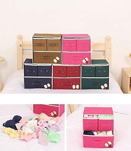 Image of 3 Drawer Collapsible Cloth Organizer Storage Box Desk Cabinet Tool Foldable Drawer Units Fabric Cabinet Closet Storage Organizer(Multi Color)