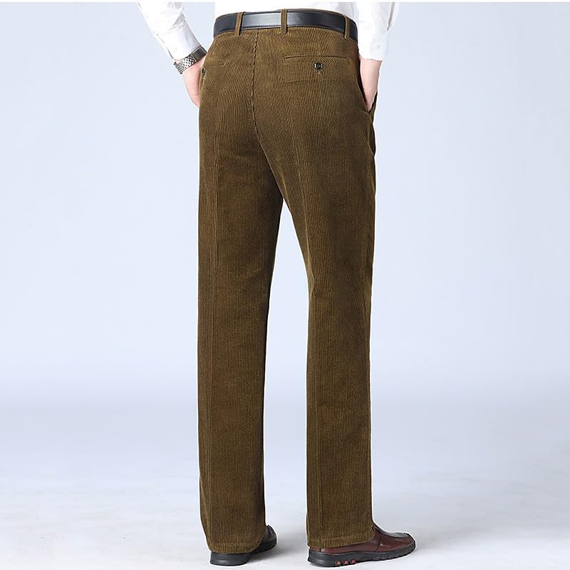 VENNYNG Men's Dress Pants Corduroy WinterTrousers Pocket Plain Full Length Wedding Business Casual4