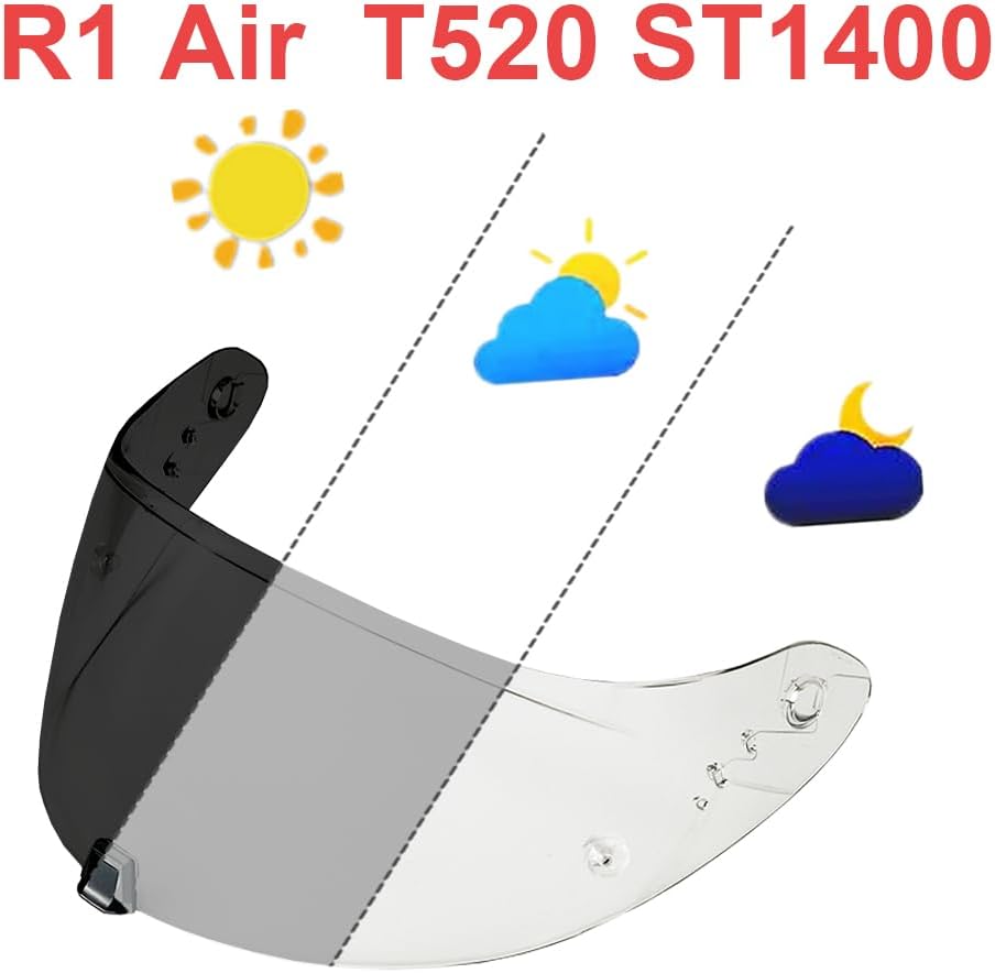 R1 Air Helmet Visor Replacement,Tinted Motorcycle Helmet Face shield Windshield lens for ST1400 T520 R1 Air (Photochromic Clear)