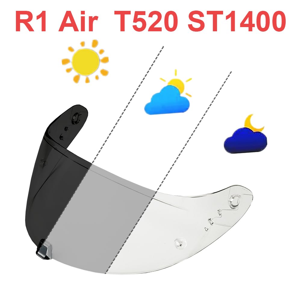 ANSUNDA R1 Air Helmet Visor Replacement,Tinted Motorcycle Helmet Face shield Windshield lens for ST1400 T520 R1 Air (Photochromic Clear)