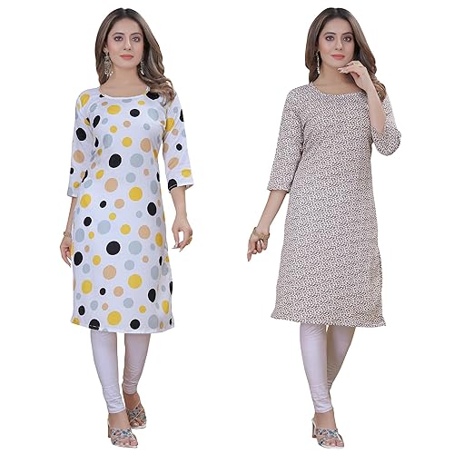 Image of Women's Multicolor Stylish Crepe Kurta||Pack of 2 Kurta||Kurta for Women