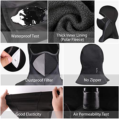ROTTO Passamontagna Moto Balaclava Nero Sci Snowboard Bici Mask Impermeabile Termico A Prova di Vento Dimensioni Universali - Image 6