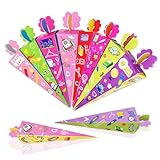 RAOPNHS 48 Stück Kleine Schultüte Mädchen & Zuckertüte Mädchen, Bunte Mini Schultüten zum Befüllen aus Pappe, Einschulung Deko Gastgeschenke Box für Schulanfang Party