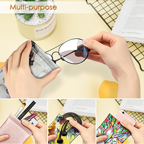 Image of FINTIE Soft Eyeglasses Case with Cleaning Cloth, Portable Squeeze Top Vegan Leather Glasses Pouch, Sunglasses Eyewear Bag