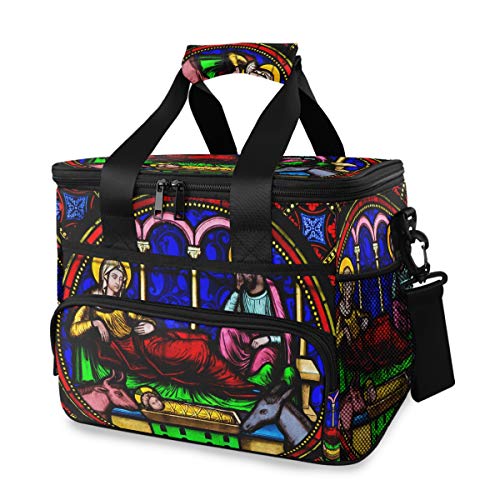 Stained Glass Window Nativity Bayeux Cathedral Large Capacity Picnic Lunchbox Portable School Insulated