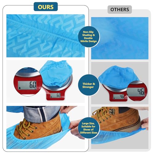 squish Shoe Covers Disposable Non Slip, Thick Extra Disposable Boot Covers Slip Proof Shoe Cover for Indoors Outdoors Recyclable Durable Protector Covers Fits Virtually Most Shoes 100 Pack(50 pairs) - Thumbnail 3