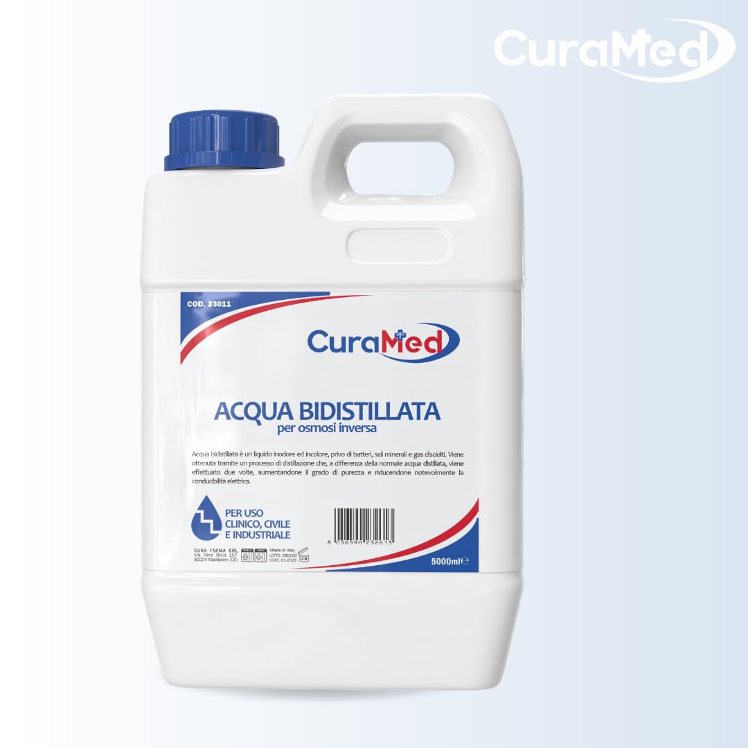 Cura Farma Acqua Bidistillata – Tappo A Vite con Sigillo di Sicurezza – 5lt – Originale