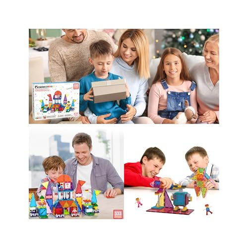 Image of PicassoTiles Set of 333 Magnetic 3D Building Tiles Creative Toys for Children Aged 3+