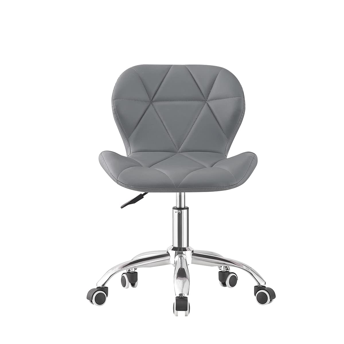 TRIOBLADE Office Desk Chair Adjustable Height Computer Swivel Chairs PU Leather Ergonomic Chair Comfortable Modern Home Chair with Chrome Base and 360° Castors for Home Office (Grey)