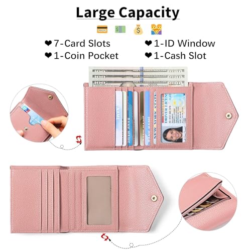 Leather Small Wallet for Women RFID Blocking Credit Card Holder Organizer Mini Bifold Zipper Coin Purse2