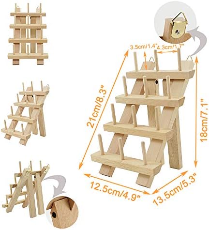 New brothread 60 Spools + 12 Spools Wooden Thread Rack/Thread Holder Organizer with Hanging Hooks for Sewing, Quilting, Embroidery, Hair-braiding - Mother + Baby Thread Rack