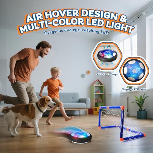 Image of Nazano 3-in-1 Hover Soccer Ball, Kids Toddler Hockey Set with LED Lights,Indoor Outdoor Toys for Kids, Soccer Gift for Boys 6-8 8-12, Birthday,Kids, Boys Girls Age 6, 7, 8, 9, 10, 11, 12
