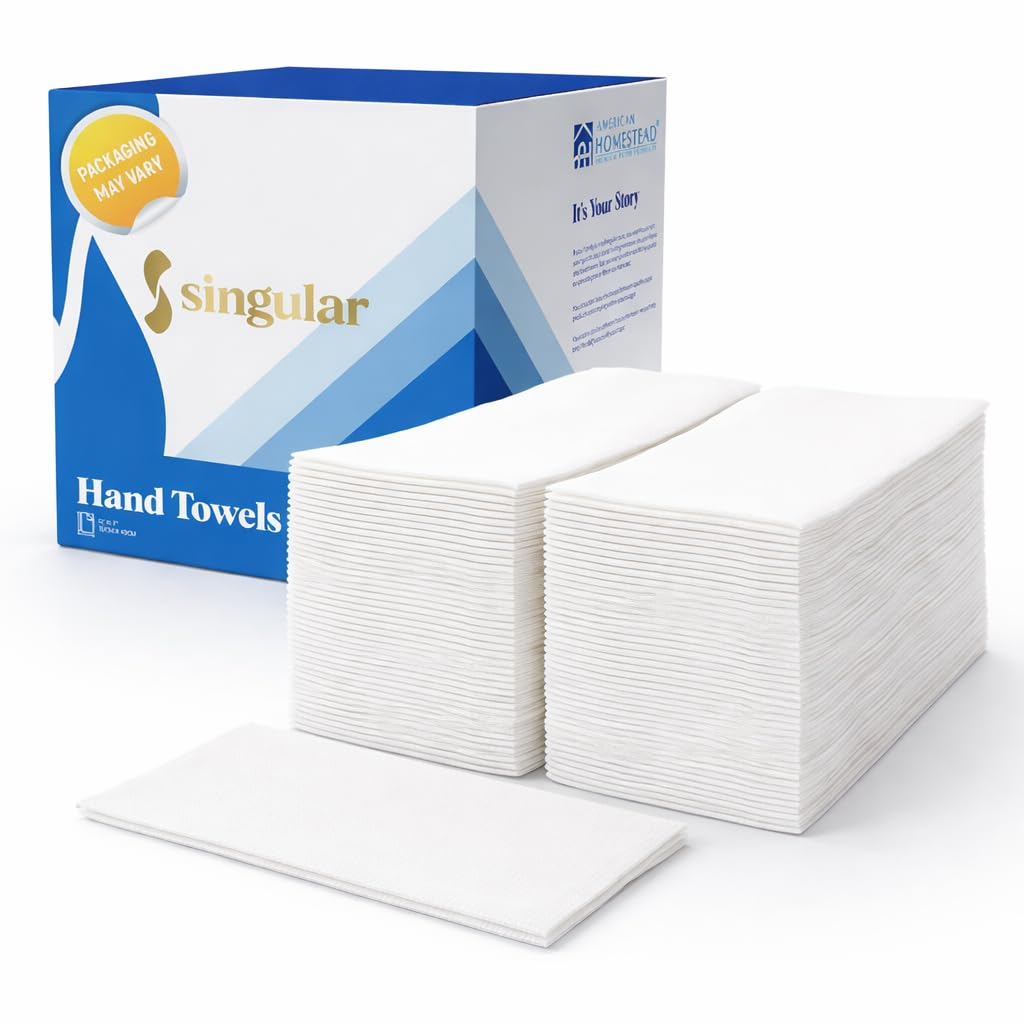 AMERICAN HOMESTEAD Disposable Hand Towels for Bathroom - White Linen-Like Guest Napkins - Ideal Paper Dinner Napkins or Bathroom Towels for Guests - 50 Count - Quilted - 15.5" x 12"