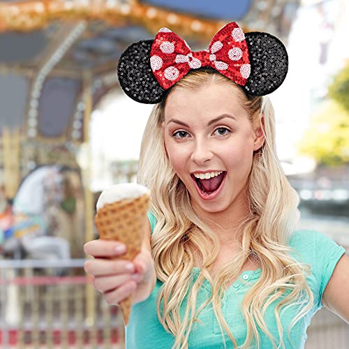 Image of FANYITY Mouse Costume Ears,2 Pcs Mouse Ears Headbands for Girls & Women Party,Size Free (HEBD+ZE)