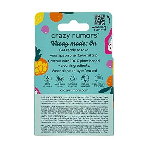 Crazy Rumors 'Fruit Mix' 4 Multi Pack Lip Balm Stick Set for Dry Lips 100% Natural & Vegan, 1 count (Pack of 4) - Image 3
