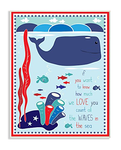 Plaque murale chambre d'enfant baleine océan déco Stupell Graphic