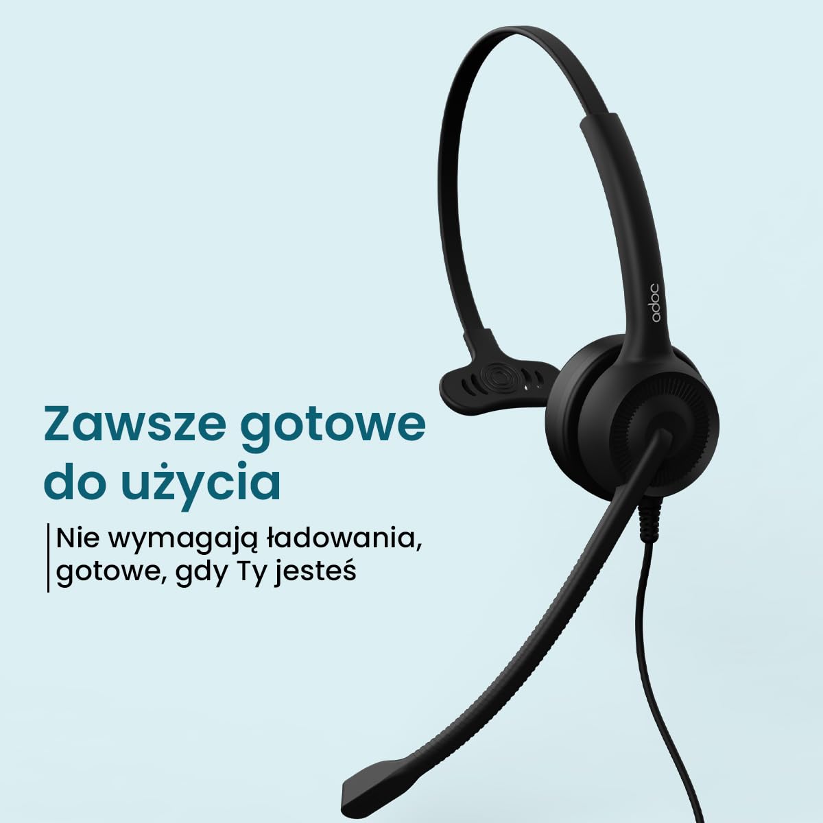 ADOC Słuchawki z mikrofonem HC01, Redukcja szumów, kabel 1.5m, Skórzane klocki, Regulowany Opaska na głowę, Mikrofon Obróć 360 Stopni. Kolor czarny