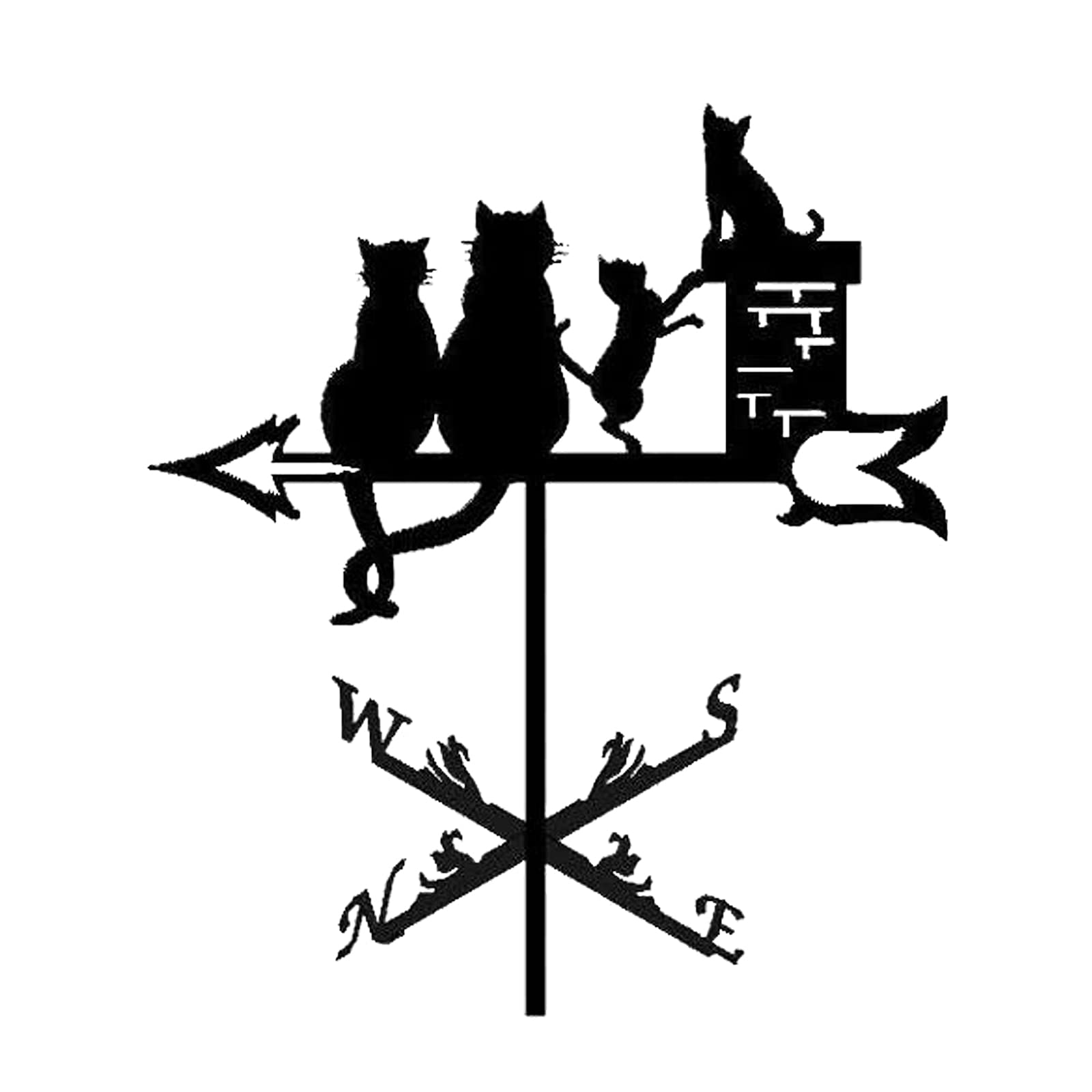 WIQUYBML Weathervane Wind Direction Indicator Vane Weathercock Stainless Steel for Roof Mount Garden Yard Decoration/Cat Family/35 * 50Cm