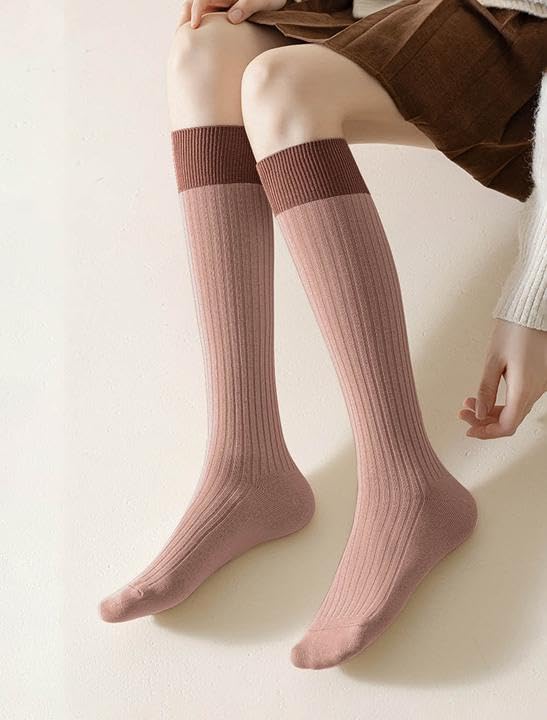 Girls Knee High Socks Cotton Knee Socks Pack of 6 Knit Knee Long Stocking Leg Warmer2
