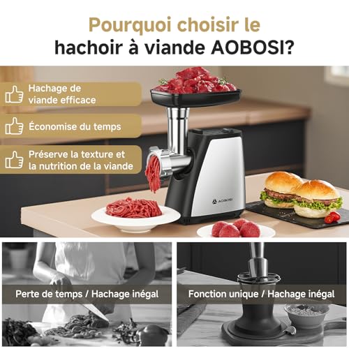Hachoir à viande en acier inoxydable durable avec lames de précision - 5