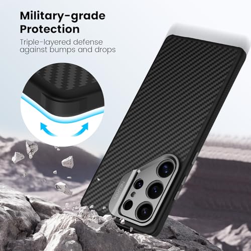 Image of Nillkin for Samsung Galaxy S25 Ultra Case CarboProp Case | Kickstand Carbon Fiber with Camera Cover [ Compatible with Magsafe /Military Grade Drop Tested ]- 6.9'' Black