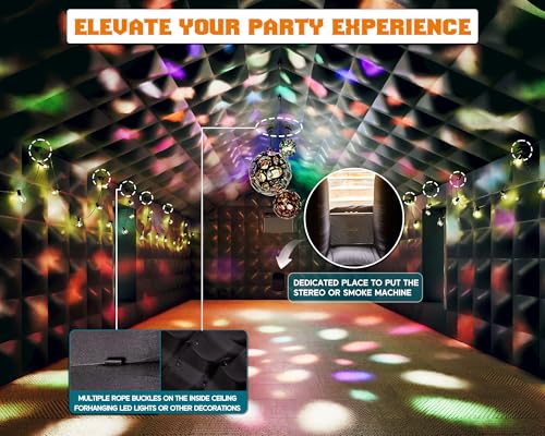 Albott 30x20x14 FT Large Inflatable Nightclub Tent for Adults, Black Portable Inflatable Night Club Gazebo with 2 Side Doors & Logo Area for Wedding, Birthday, Backyard Events