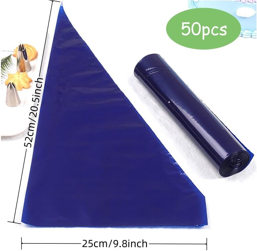 Miniatura 6 de Bolsas de glaseado grandes de 21 pulgadas para glaseado, con 6 lazos reutilizables para bolsas de glaseado, 50 bolsas de pastelería desechables