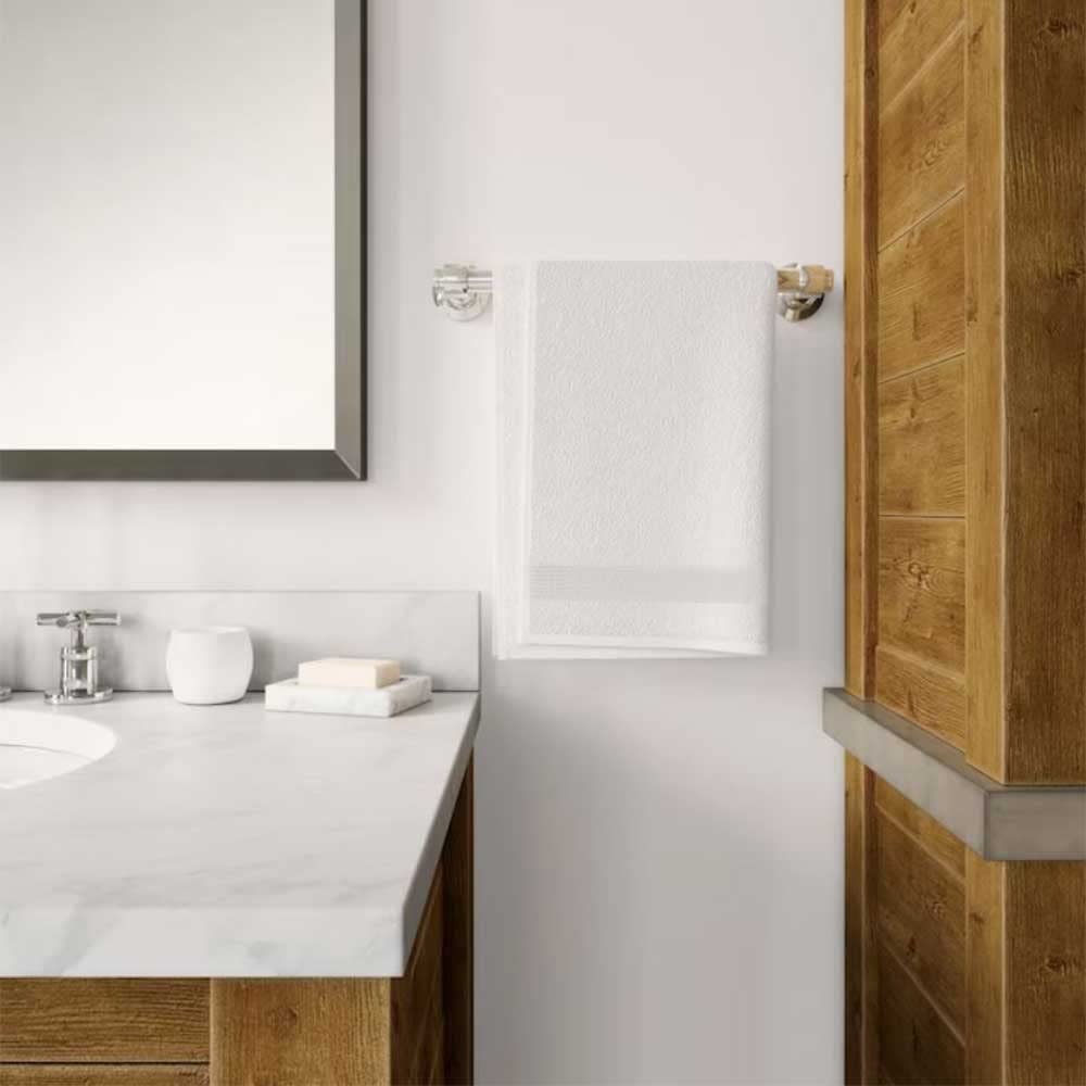 Juego de 2 toallas de baño de algodón y bambú de 600 g/m² (blanco, 100 x 150)
