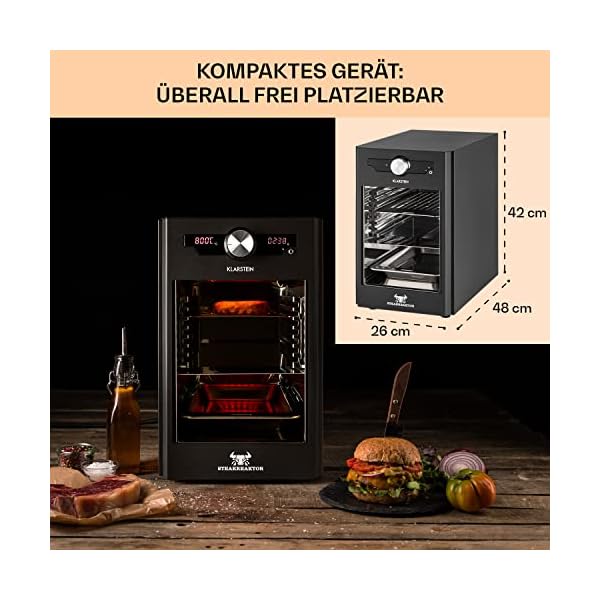 Klarstein Steakreaktor Core - Hochtemperaturgrill, 2100 W, Temperaturbereich: 200-800 °C, Indoor Grillgerät, Strahlungs-Heizelement, schwarz – Bild 7