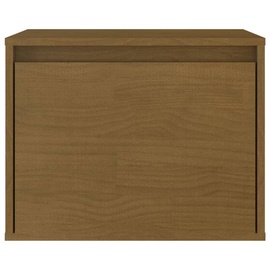 3-Piece Solid Pine Wood Floating TV Stand | Each honey brown wall-mounted unit measures 45x30x35 cm, providing space-saving storage for living room media centers.