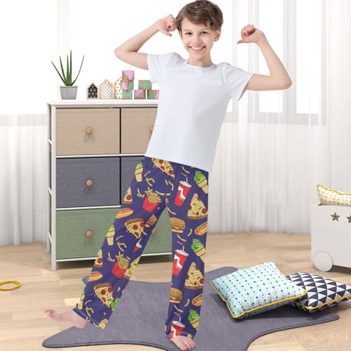 Boy's Pants Pizza Pattern Jogger Pants Elastic Waist Long Bottoms Trousers with Pockets 6-14 Years4