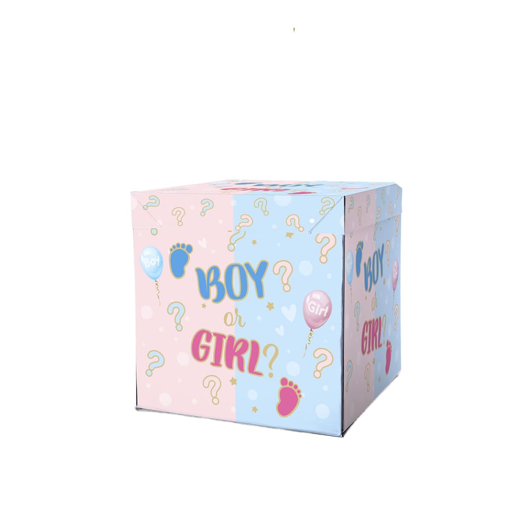 Chianese BOX SURPRISE 50x50x50 cm - Scatola Regalo a Sorpresa con Coperchio che si Apre | Explosion Box per Gender Reveal, Baby Shower, Compleanno e Anniversario | Ideale per Palloncini e Decorazioni