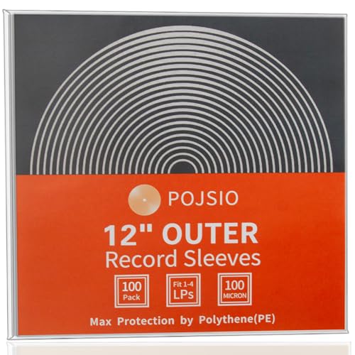 POJSIO 100 x 12 pulgadas mangas de vinilo exterior LP Cubiertas exteriores, 100 micrones cubiertas protectoras de polietileno vinilo LP 33 vueltas para 1-4 Gatefold LPs