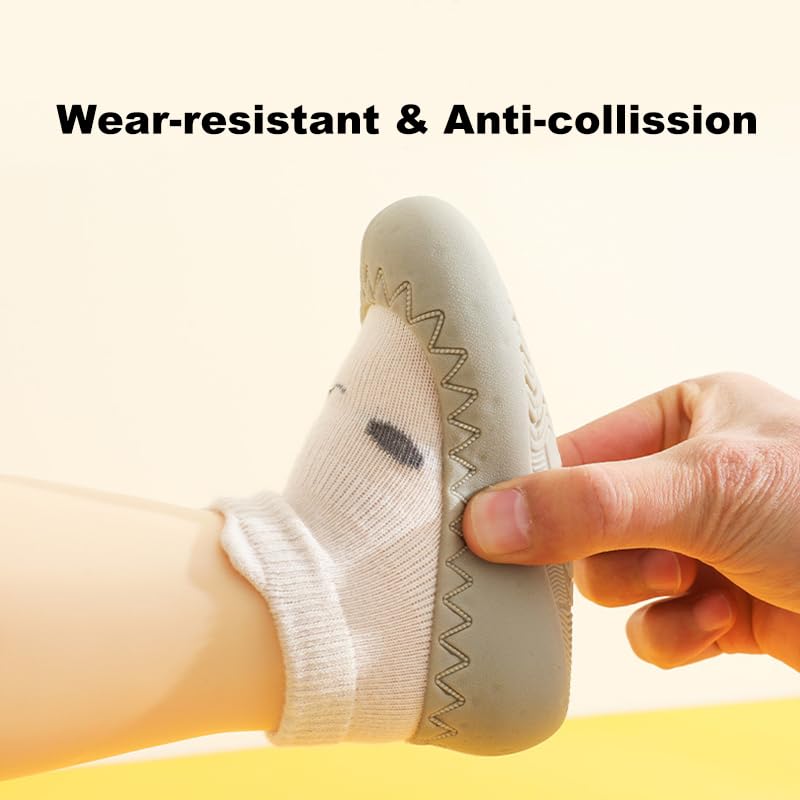2 Pairs Baby Sock Shoes Infant Boys Girls Non Slip Shoes Slippers Toddler First Walking Shoes Slip-on Sneakers4