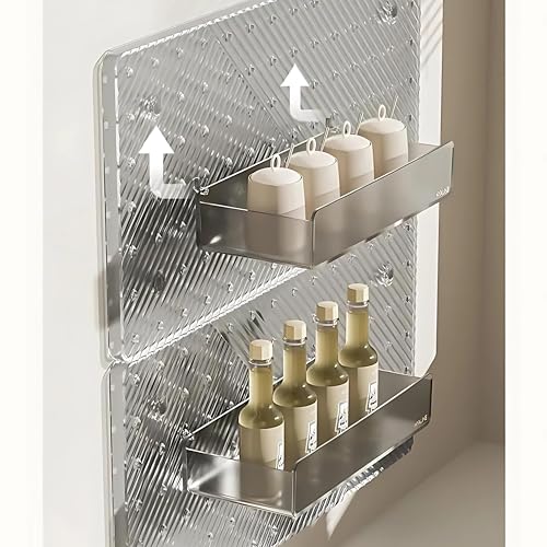 Image of SUNCHHAYA Plastic Peg Board, Pegboard for Wall Organizer, Peg Board for Wall As Kitchen Organizer, Desk Organiser, Kitchen Storage Rack Wall Mounted with Pegboard Accessories (White Transparent)