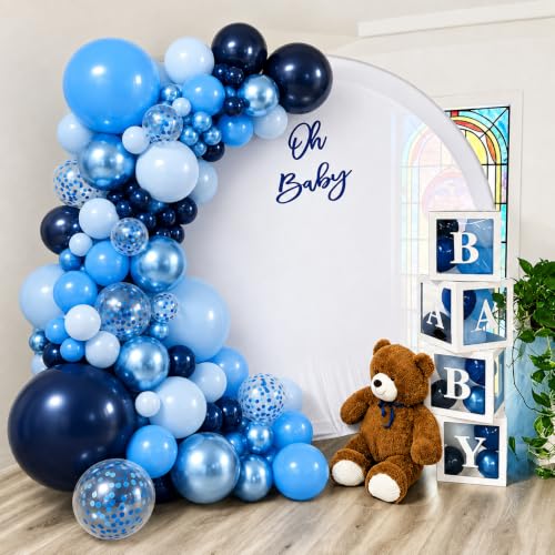 Image of Blue Balloon Arch Kit 144 Pcs, Navy /Metallic /Baby /Light Blue