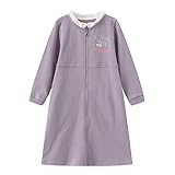 [FairyMary] バレエ ジップ ワンピース 子供 キッズ ジップアップ ワンピース 長袖 バレエ レッスン着 ジップ ワンピ キッズ／キッズ ジュニア 長袖 ジップアップ スウェット素材 バレエ レッスン着 (JP, 身長, 140, パープル)