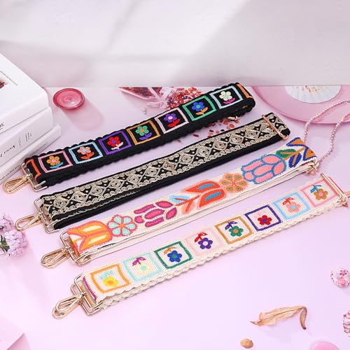 Image of Crochet Flower Purse Strap,Knit Wide Replacement Crossbody for Shoulder Strap Bag Adjustable 2inch Guitar Strap