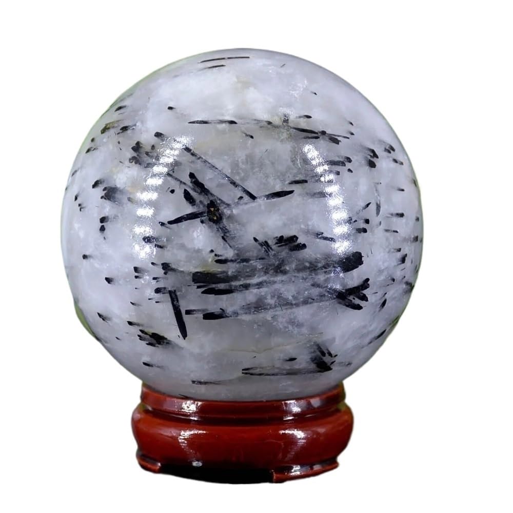 HAOYUNS Beautiful Natural Black Tourmaline Crystal Sphere - Positive Energy & Wealth Attraction(500-550g)