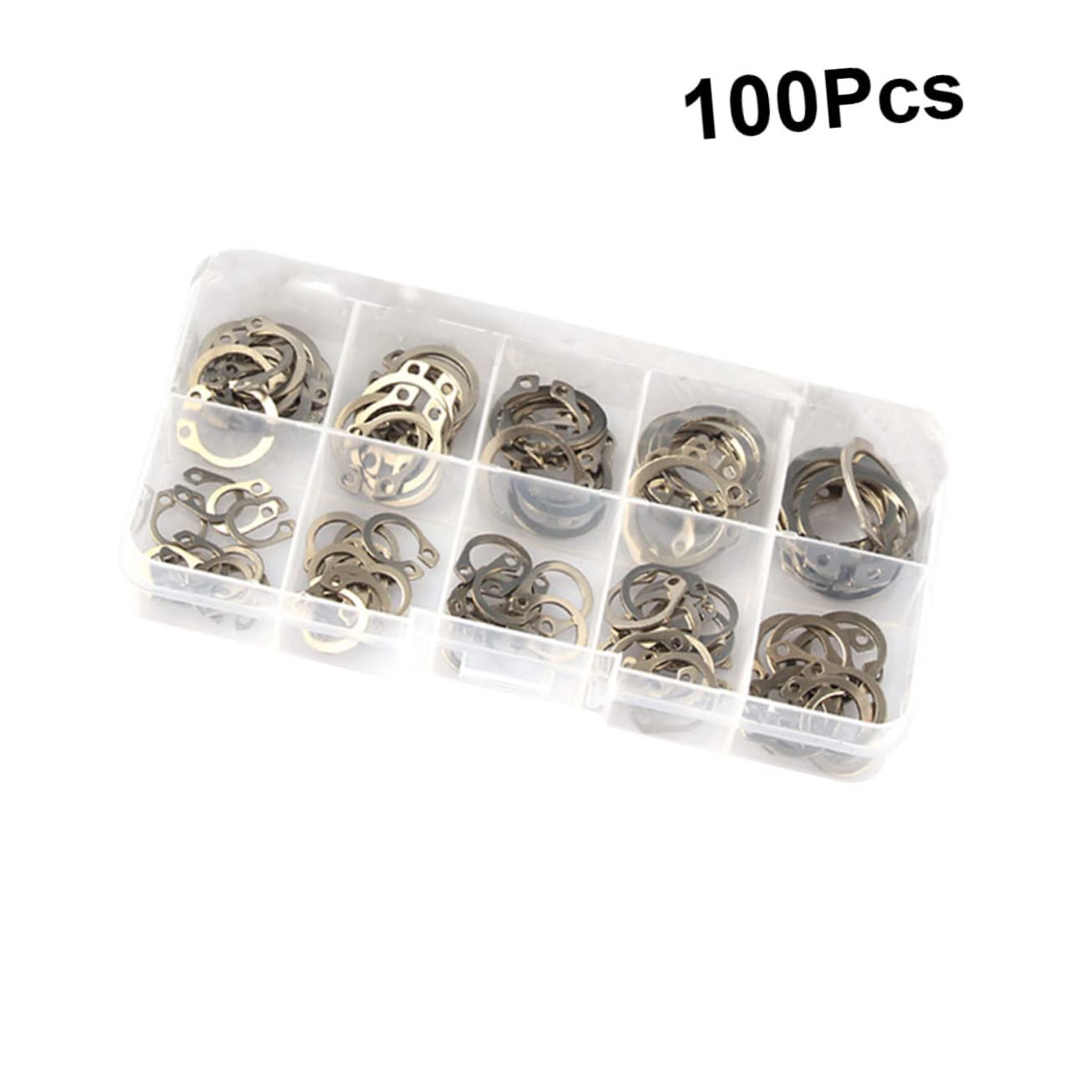 PRETYZOOM 1 Box 100pcs Stainless Steel Circlip Retainer Ring C-shaped Axle Ring Stainless Steel Split Washer