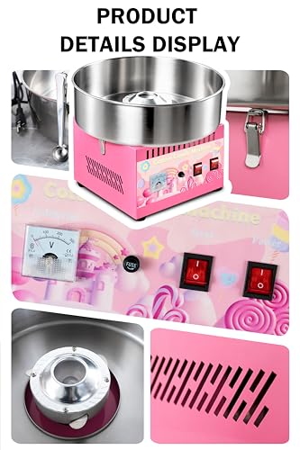 Image of 1000W Commercial Cotton Candy Machine,3-4 Per Minute | 38cm Stainless Steel Bowl, Easy Double Switch, Sugar Scoop, for Carnival Party Commercial Events (US Plug)