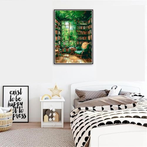 Image of Clendo Paint by Number for Adults Beginners, Study Room Adults Paint by Numbers Kits on Canvas, DIY Oil Painting Acrylic Paints for Home Wall Art Decor(16x20inch)