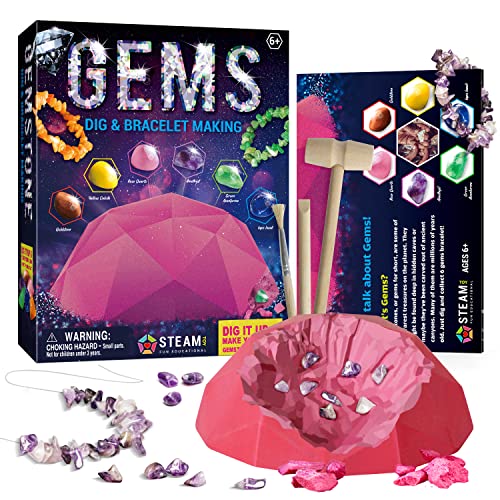 Byncceh Mineralien Ausgrabungsset Edelstein Ausgraben DIY Armband Spielzeug...