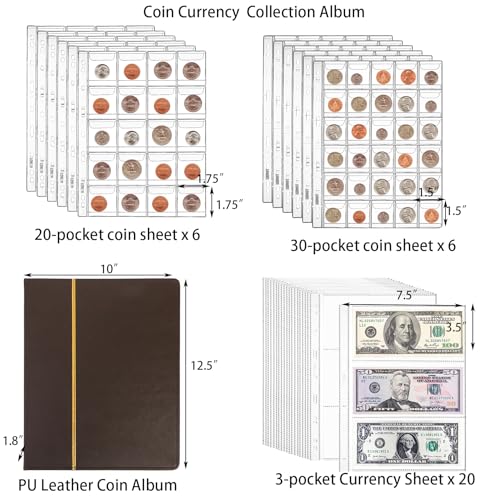 Álbum para Colección de Monedas y Billetes Marrón miniatura 3